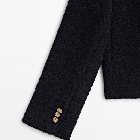 NWT. Massimo Dutti Navy Blue Textured Jacket with Golden Buttons. Size S. - Picture 6 of 14